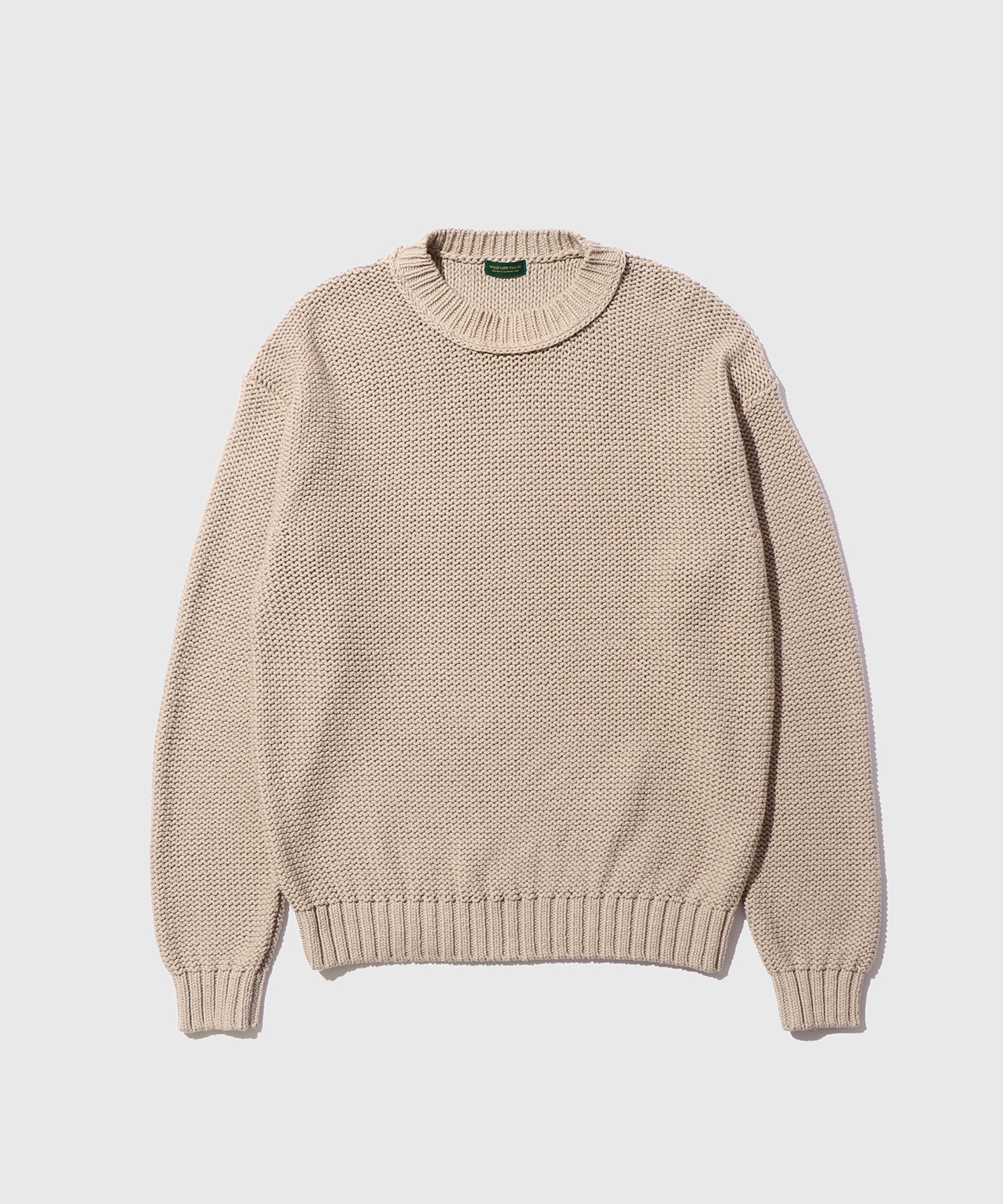 COTTON LOW GAUGE CREWNECK KNIT — хлопковый свитер с круглым вырезом, тонкая вязка