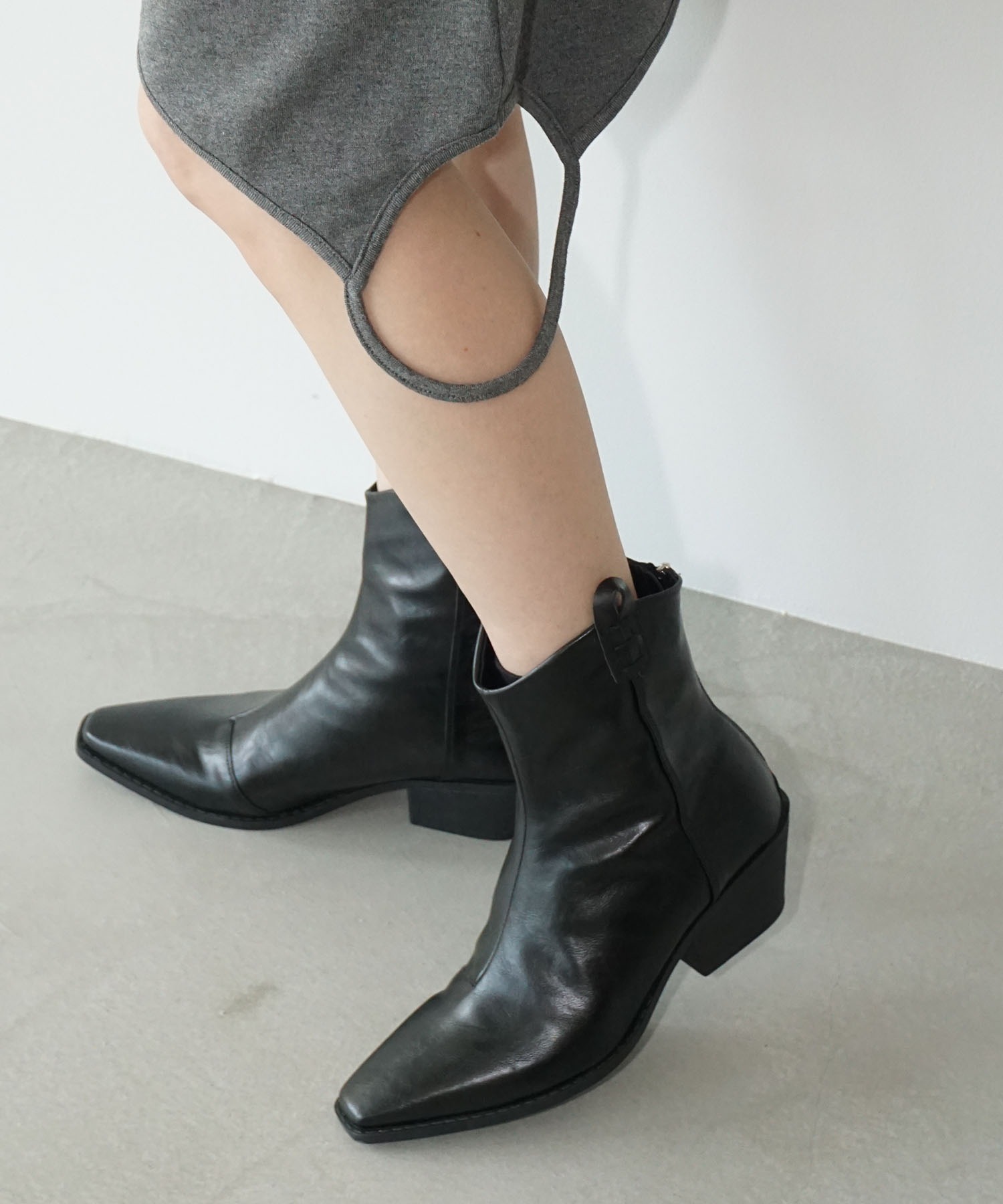 バックジップ ウエスタンショートブーツ chs25a017-ファッション通販