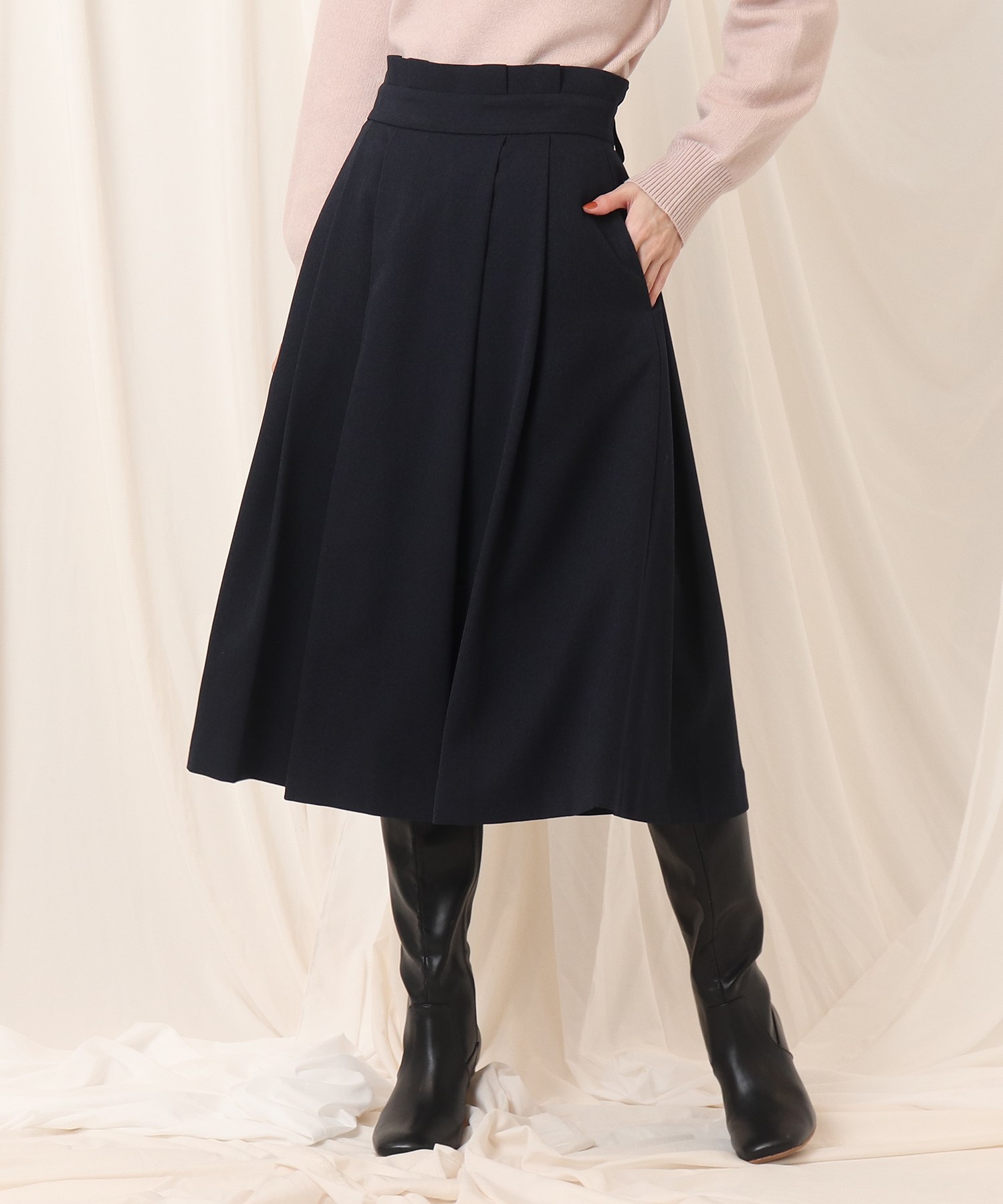 couture 60％以上節約 broochモールチェックタックフレアスカート 日本最級