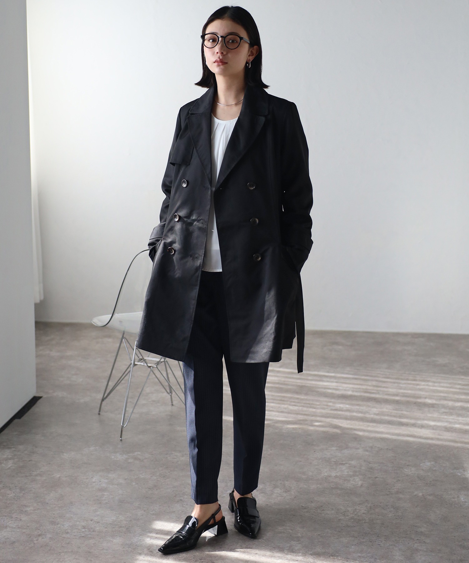 model:166cm　着用サイズ：L　着用カラー：ブラック
