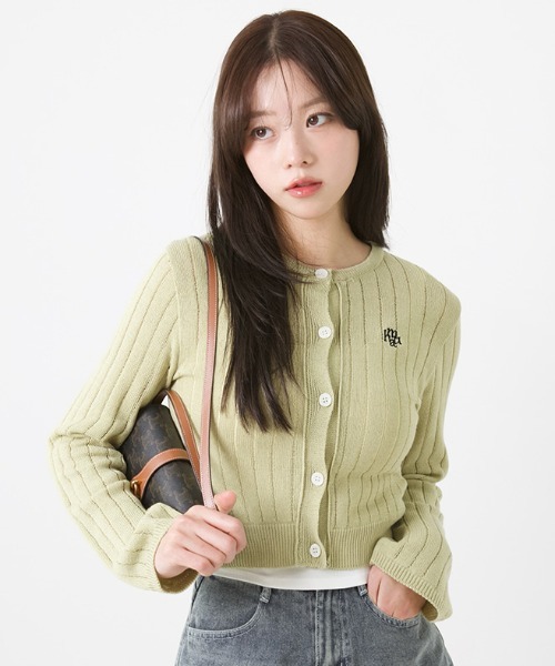 tシャツ A'GEM/9 × .kom 「muah muah/ムーアムーア」Line stitch logo cardigan/ラインステッチ ロゴカ A'GEM/9 × .kom 『muah muah/ムーアムーア』Line stitch logo