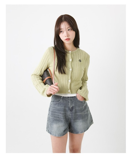 A'GEM/9 × .kom 『muah muah/ムーアムーア』Line stitch logo cardigan