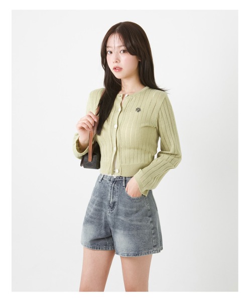 A'GEM/9 × .kom 『muah muah/ムーアムーア』Line stitch logo cardigan