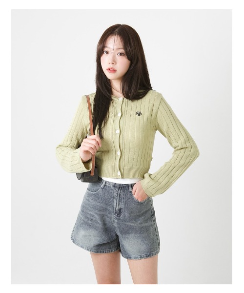 A'GEM/9 × .kom 『muah muah/ムーアムーア』Line stitch logo cardigan