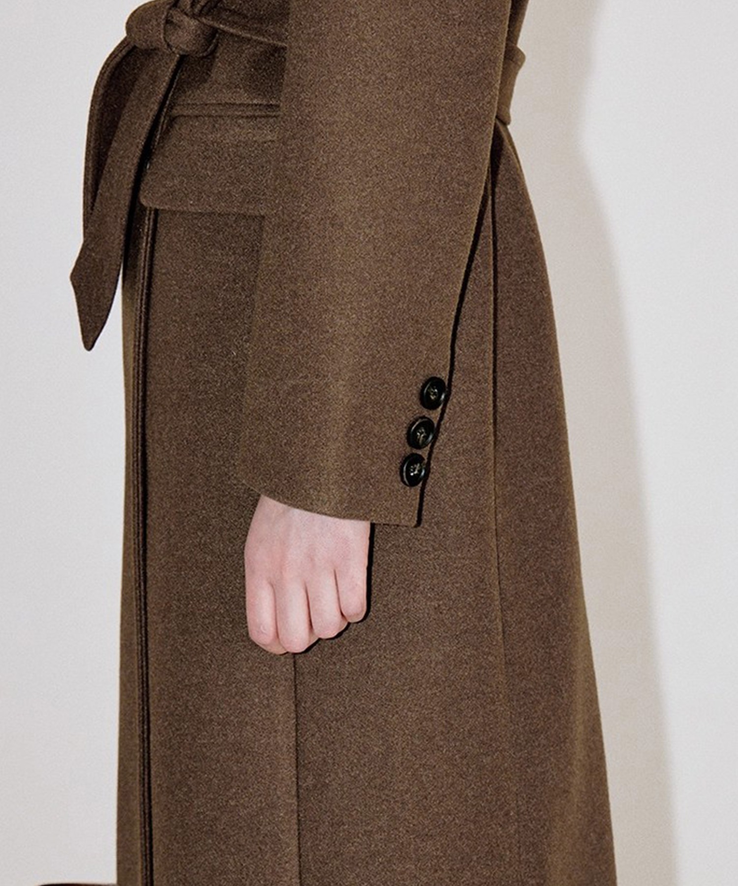 ウエストベルト付き ウール チェスターロングコート FD25W028【Fano