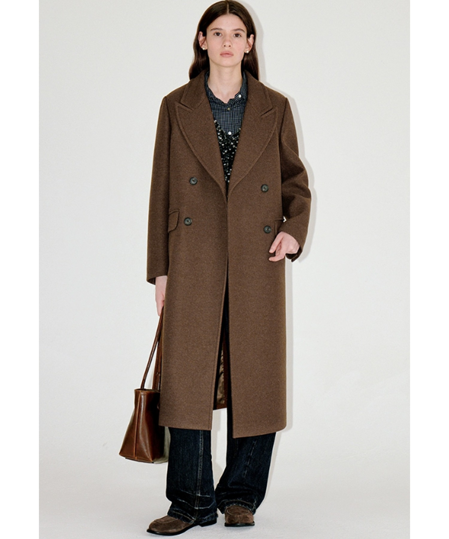 ウエストベルト付き ウール チェスターロングコート FD25W028【Fano