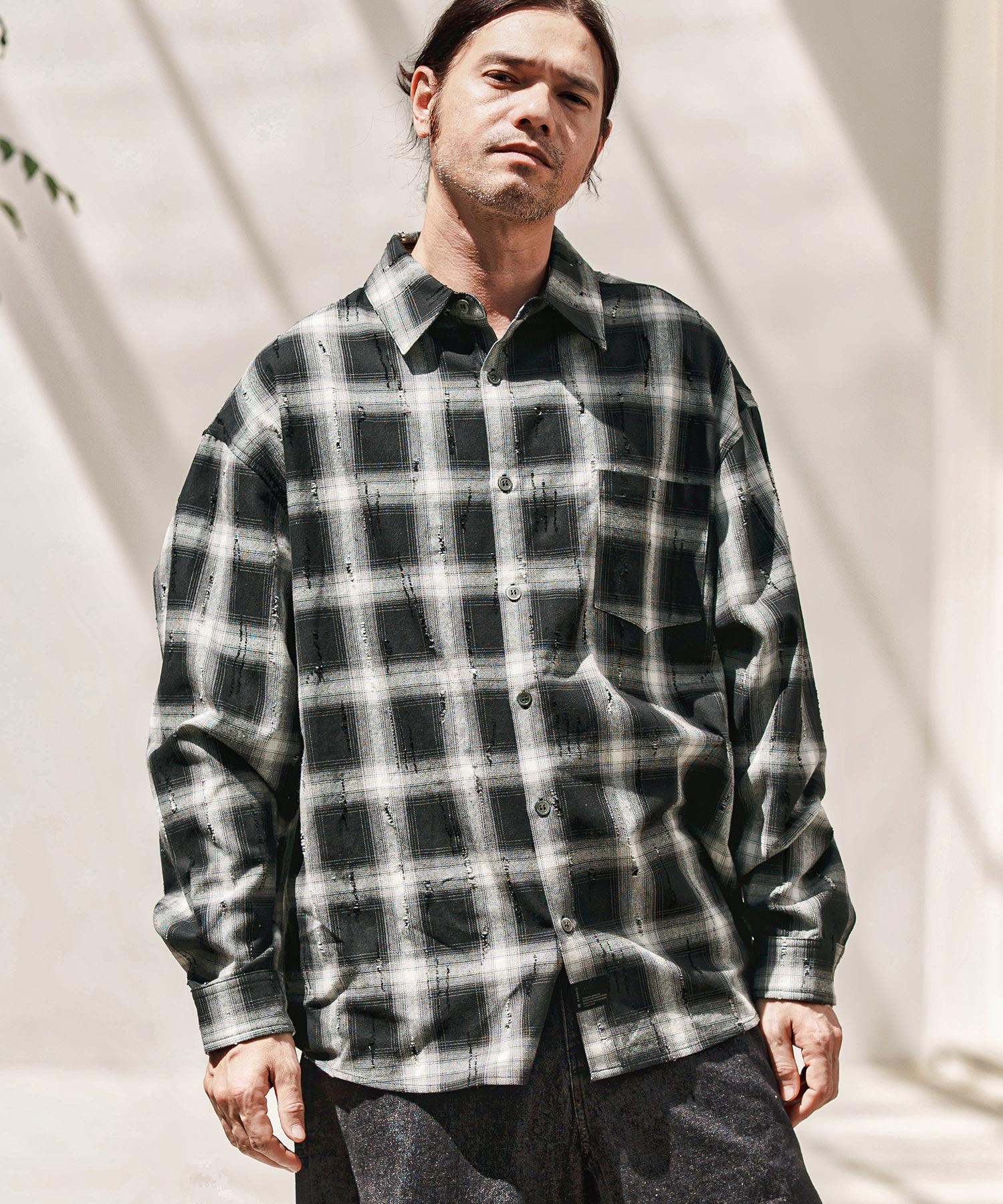 ms6102 — рубашка в потертом клетчатом стиле (Distressed Check Shirt)