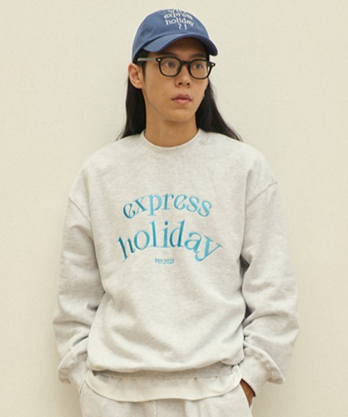 A'GEM/9 × .kom『Express Holiday/エクスプレスホリデー』Express Holiday Basic Logo Sweatshirt/ベーシックロゴ スウェット プルーオーバー トレーナー