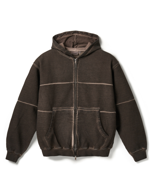 Pigment Dyed Split Zip Hoodie — худи с разделительной молнией, коричневый