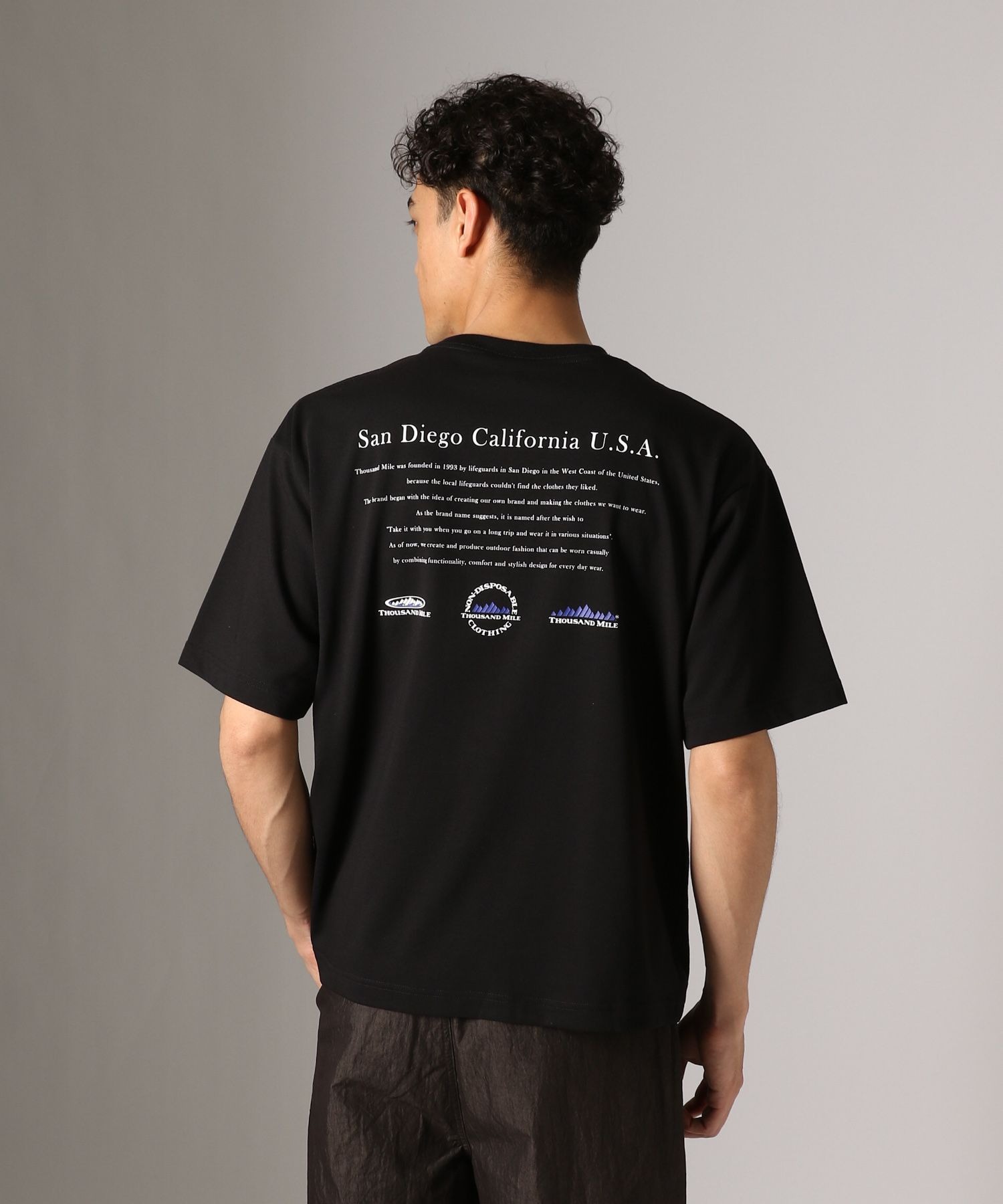 THOUSAND MILE логобар T‑shirt — Longback print T‑shirt