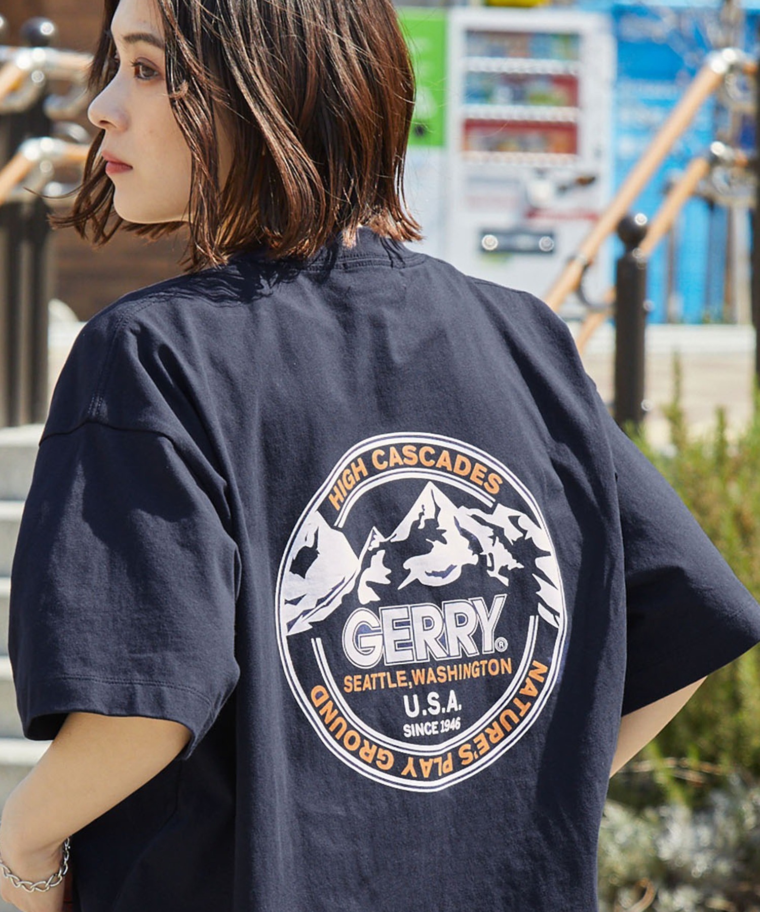 GERRY/ジェリー 別注 バックサークル/ボックスロゴプリント ビッグシルエット半袖Tシャツ