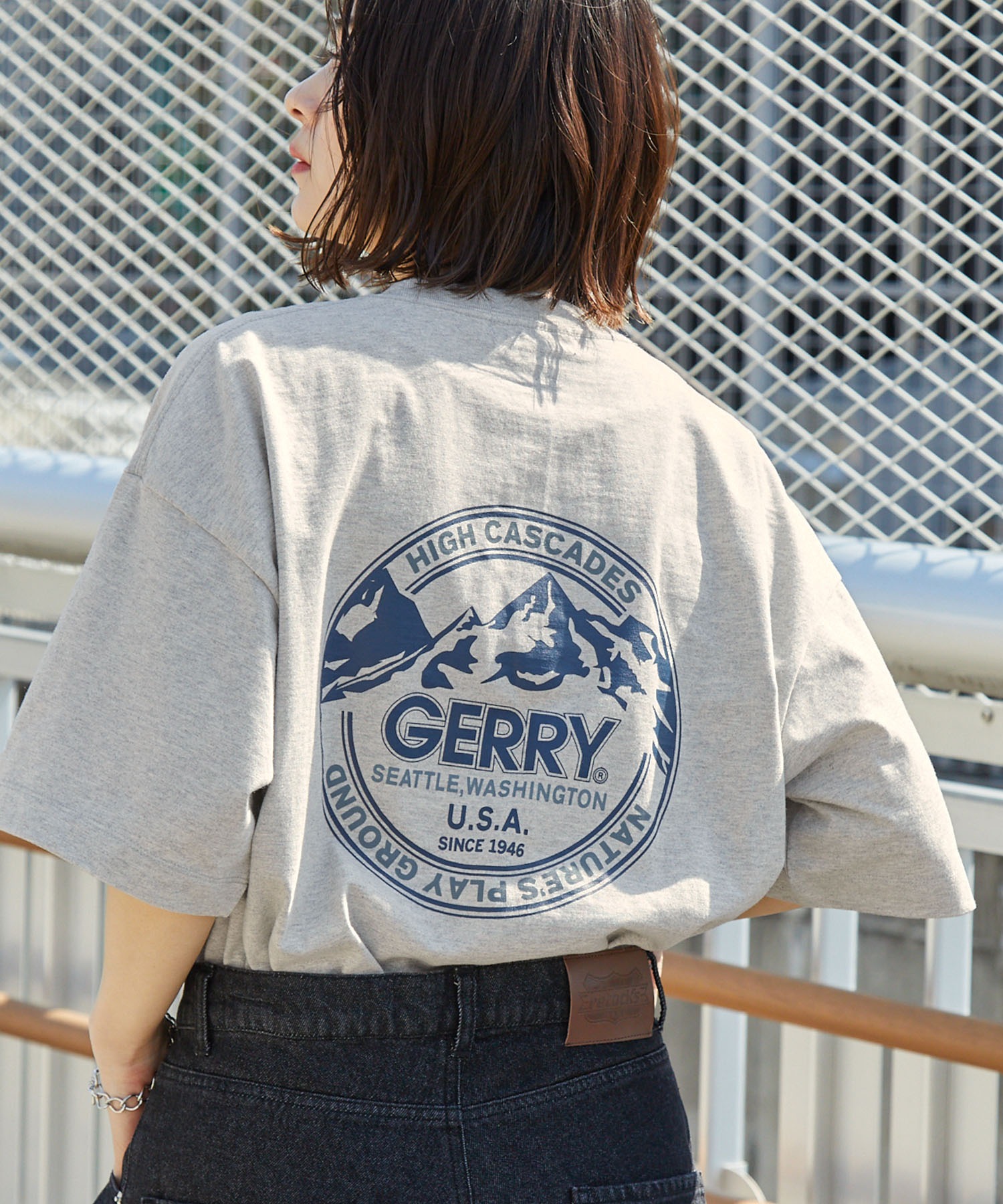 GERRY/ジェリー 別注 バックサークル/ボックスロゴプリント ビッグシルエット半袖Tシャツ