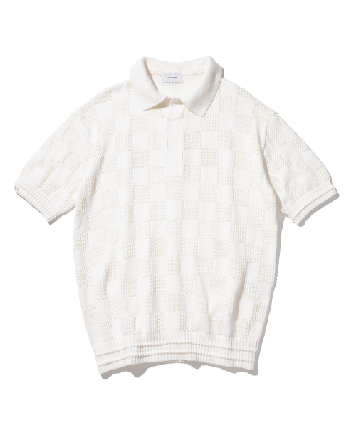 Checkboard messenger knit half‑sleeve MSTNT003-CR