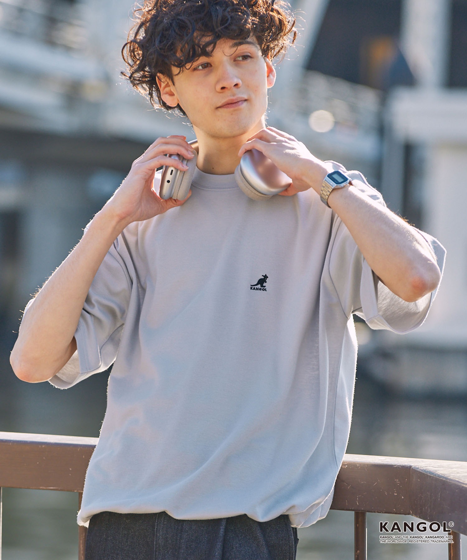 KANGOL/カンゴール 別注 ロゴ ワンポイント刺繍 ドローコード ルーズ