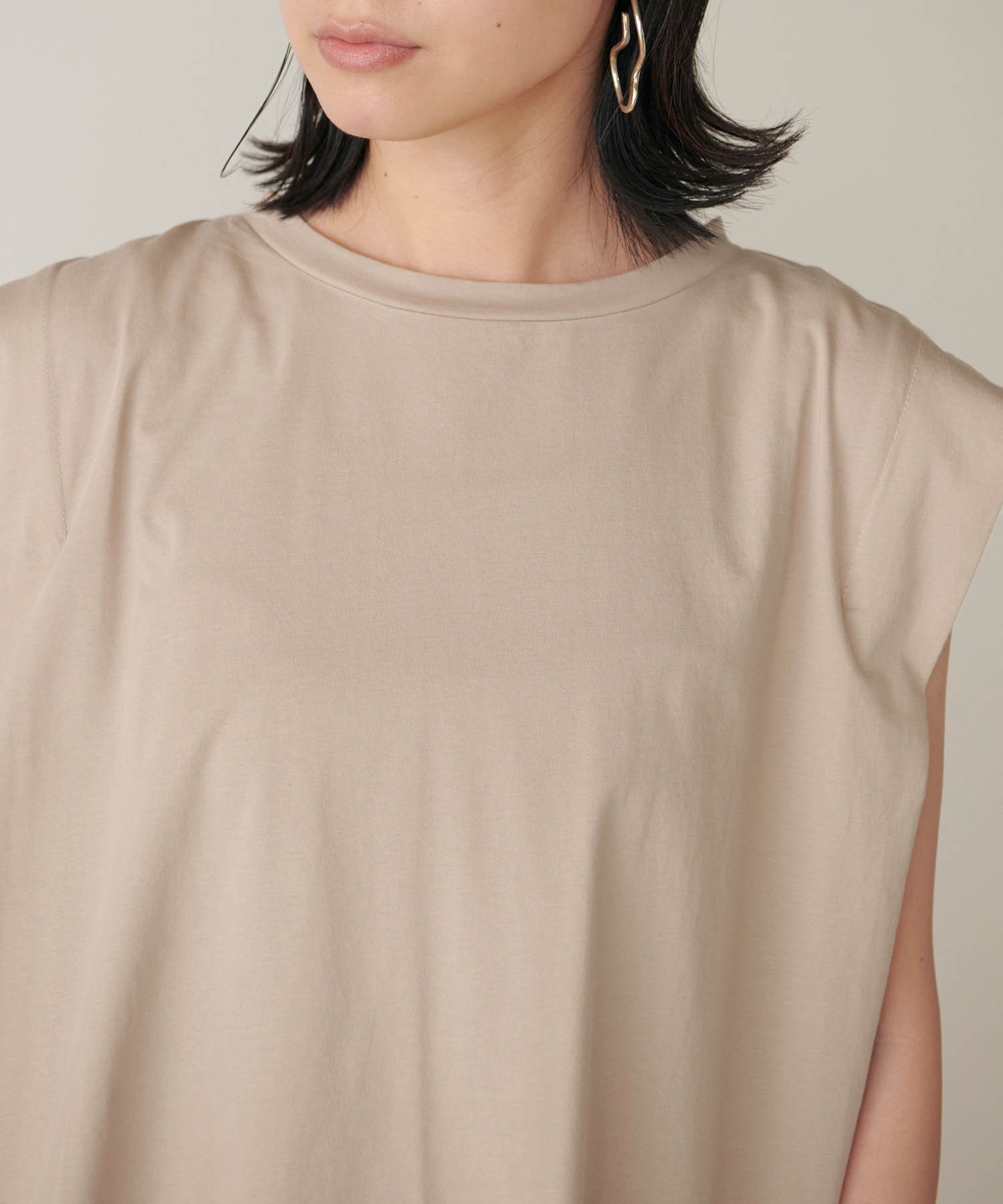 forksy.】肩タックバックシャンノースリーブTシャツ forksy