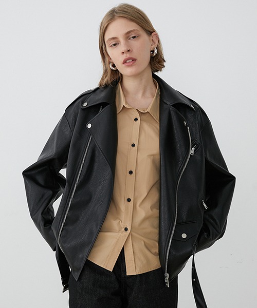 Oversized PU leather riders jacket以下ZOZOTOWNより引用 - レザー