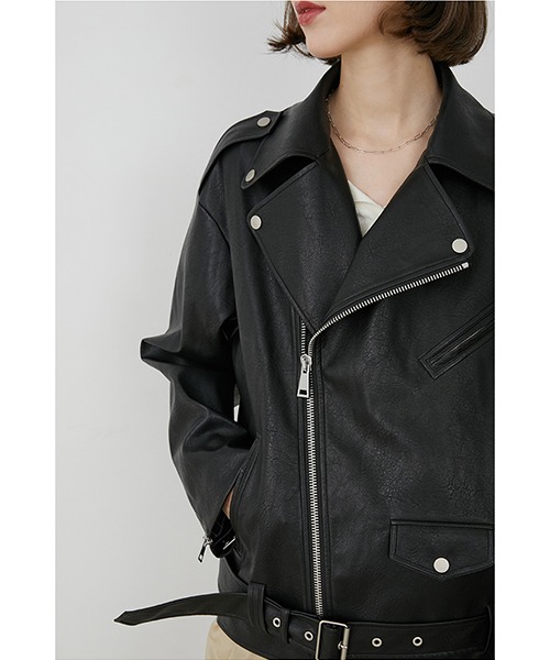 Fano Studios】Oversized PU leather riders jacket FQ20W041