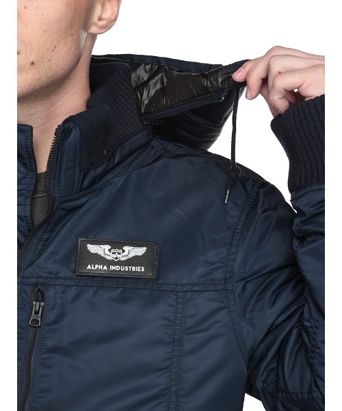 ALPHA INDUSTRIES INC THERMOLITE フード着脱 リブ フルジップ 中綿 ジャケット