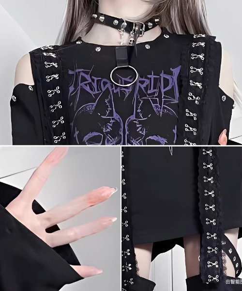 【激安アウトレット!】 A'GEM/9 skull .kom『TricuspidC/トライクスパイド』Dark × トップス