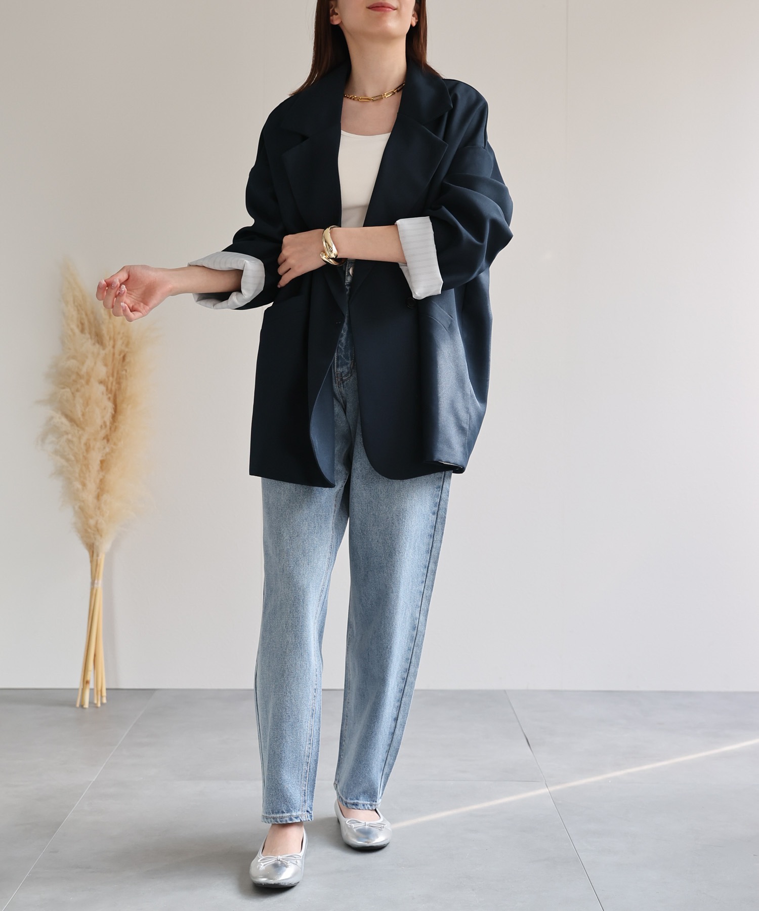 model：162cm 着用サイズ：L