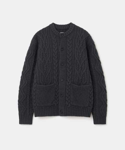 Heavy Wool Cable Cardigan — плотный шерстяной кардиган, цвет charcoal