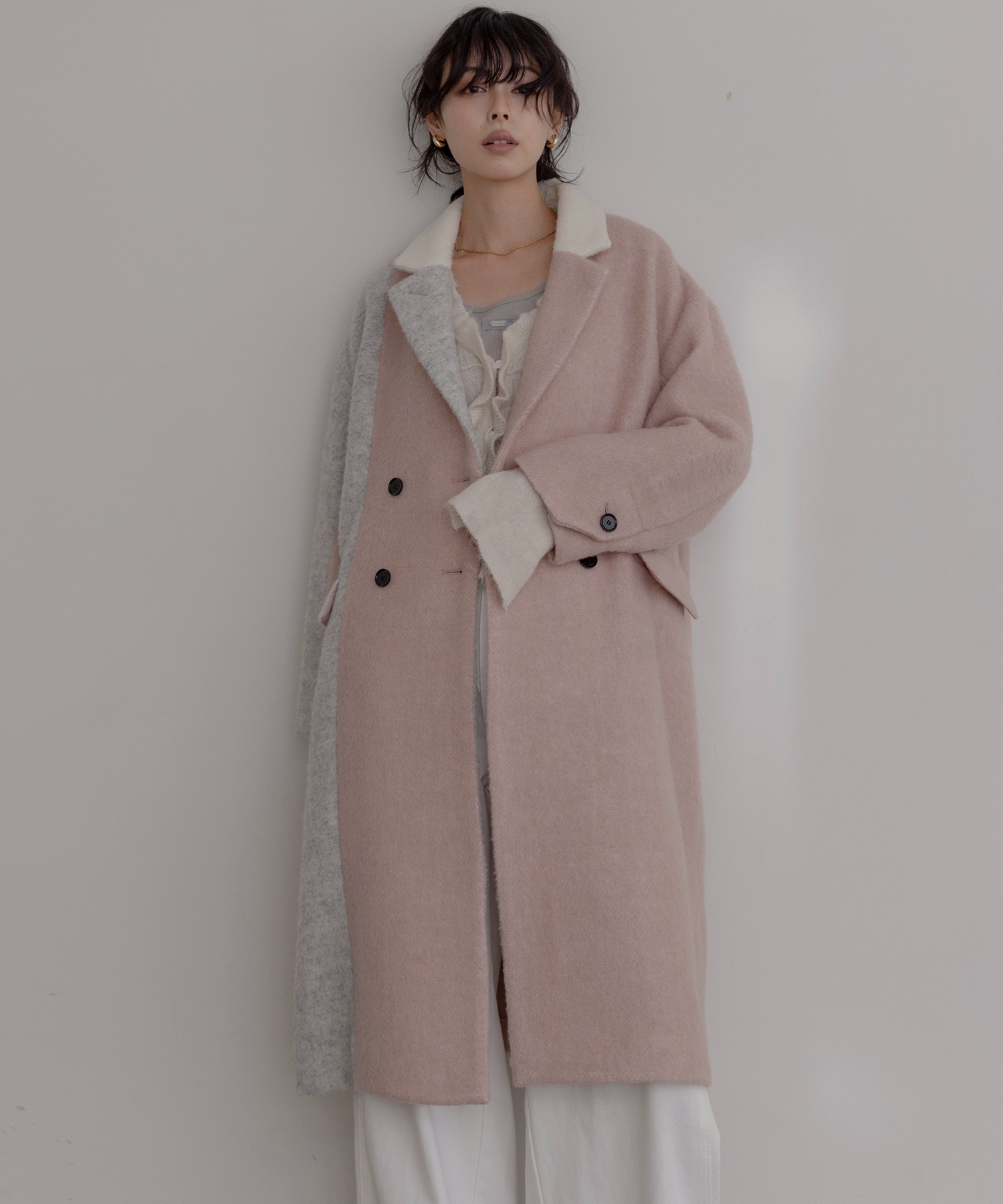 ミックスシャギー配色ロングコート Eimee Law│Eimee Law