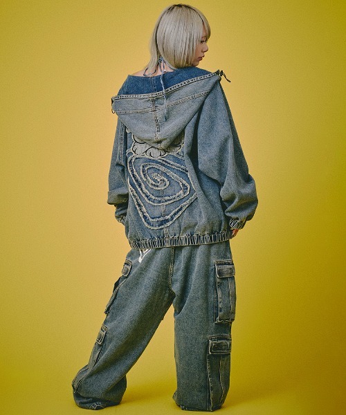 A'GEM/9 × .kom 『GALFY/ガルフィー』 ぐるグニャデニムパーカー