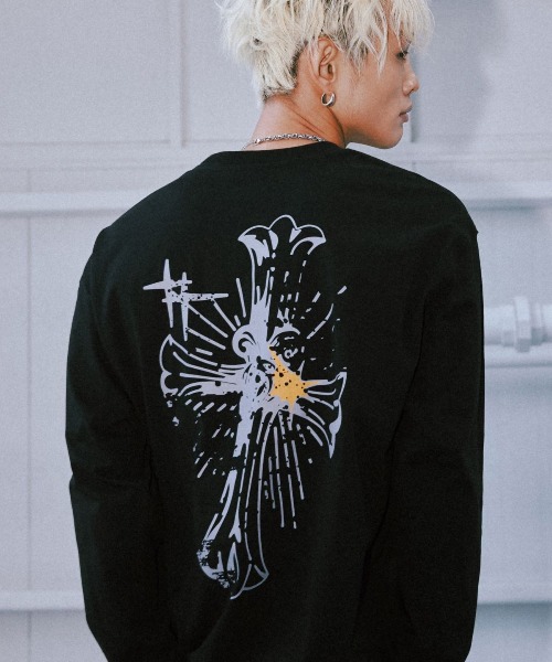tシャツ A'GEM/9 × .kom 「ROMANTIC CROWN/ロマンティック クラウン」NEO GOTHIC CROSS L/S /ネオゴシ A'GEM/9 × .kom 『ROMANTIC CROWN/ロマンティック クラウン』NEO