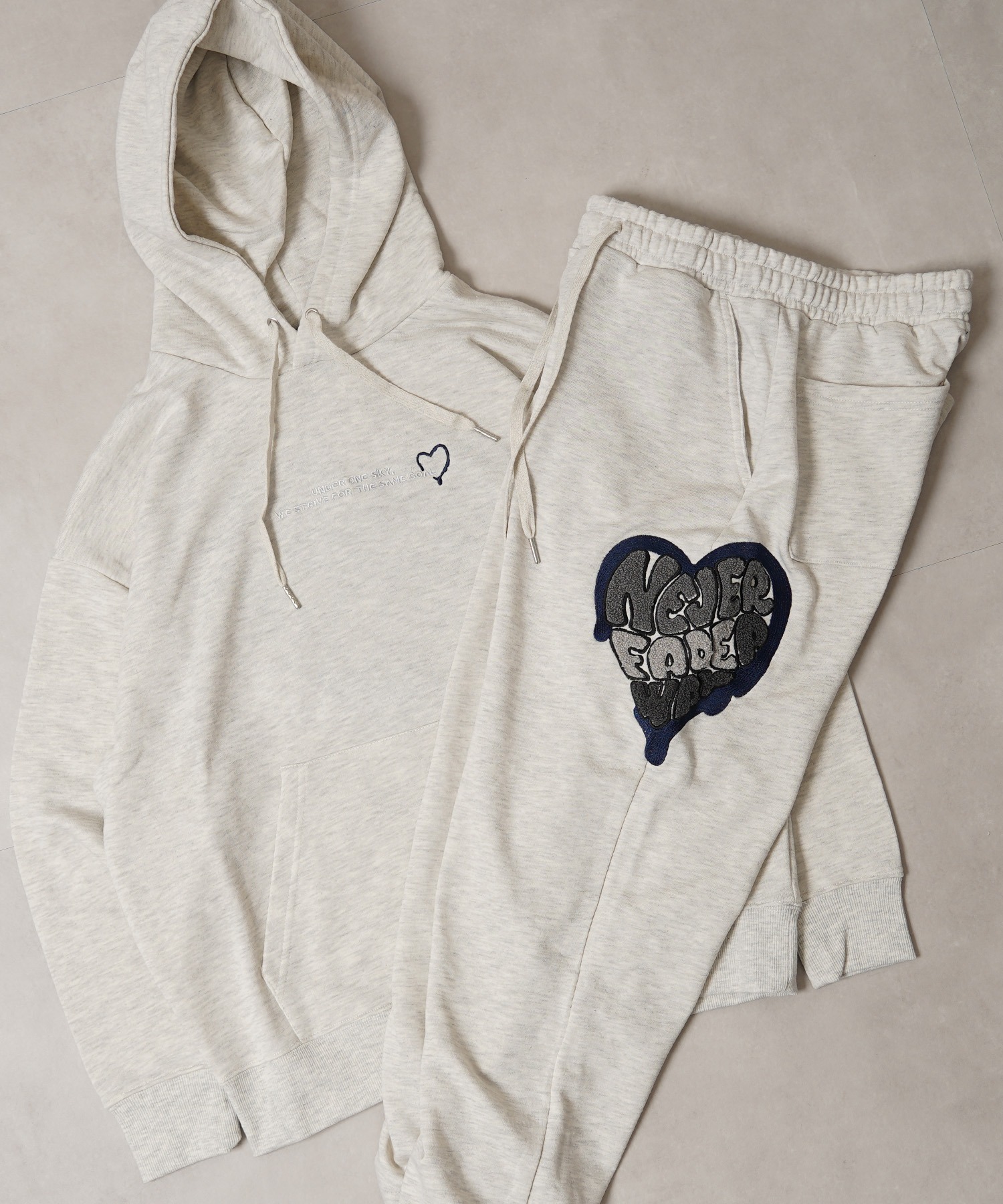 ハート サガラ刺繍 スウェットパンツ【セットアップ 可能】/ Heart Sagara Embroidery Sweatpants