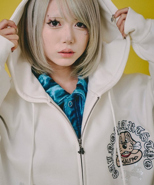 A'GEM/9 × .kom 『GALFY/ガルフィー』 ピカピカ骨骨 パーカー セレクト