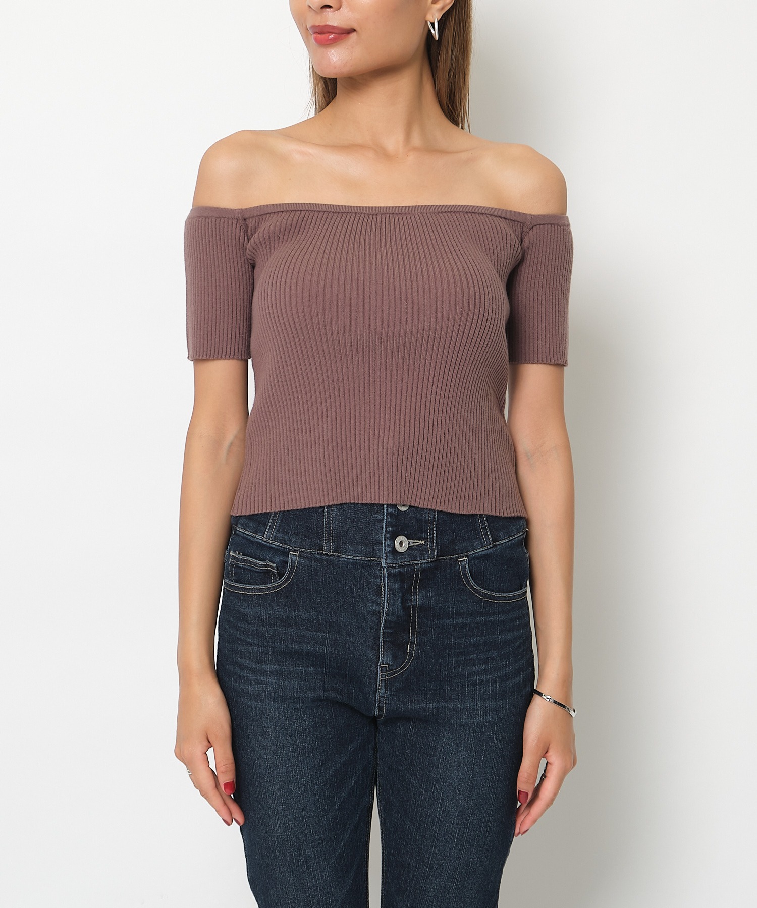 DIESEL M-Vera-Ls リブニット　オフショルダー Women's Off-the-shoulder top in ribbed knit | Multicolor