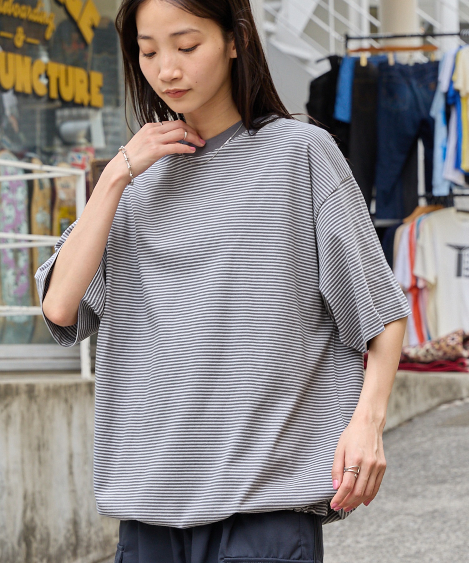 ドローコード オーバーサイズボーダー半袖リンガーTシャツ MONO-MART│MONO-MART [モノマート] 公式オンラインストア