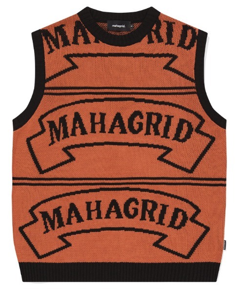 mahagrid/マハグリッド』FLAG LOGO KNIT VEST/フラッグロゴニット