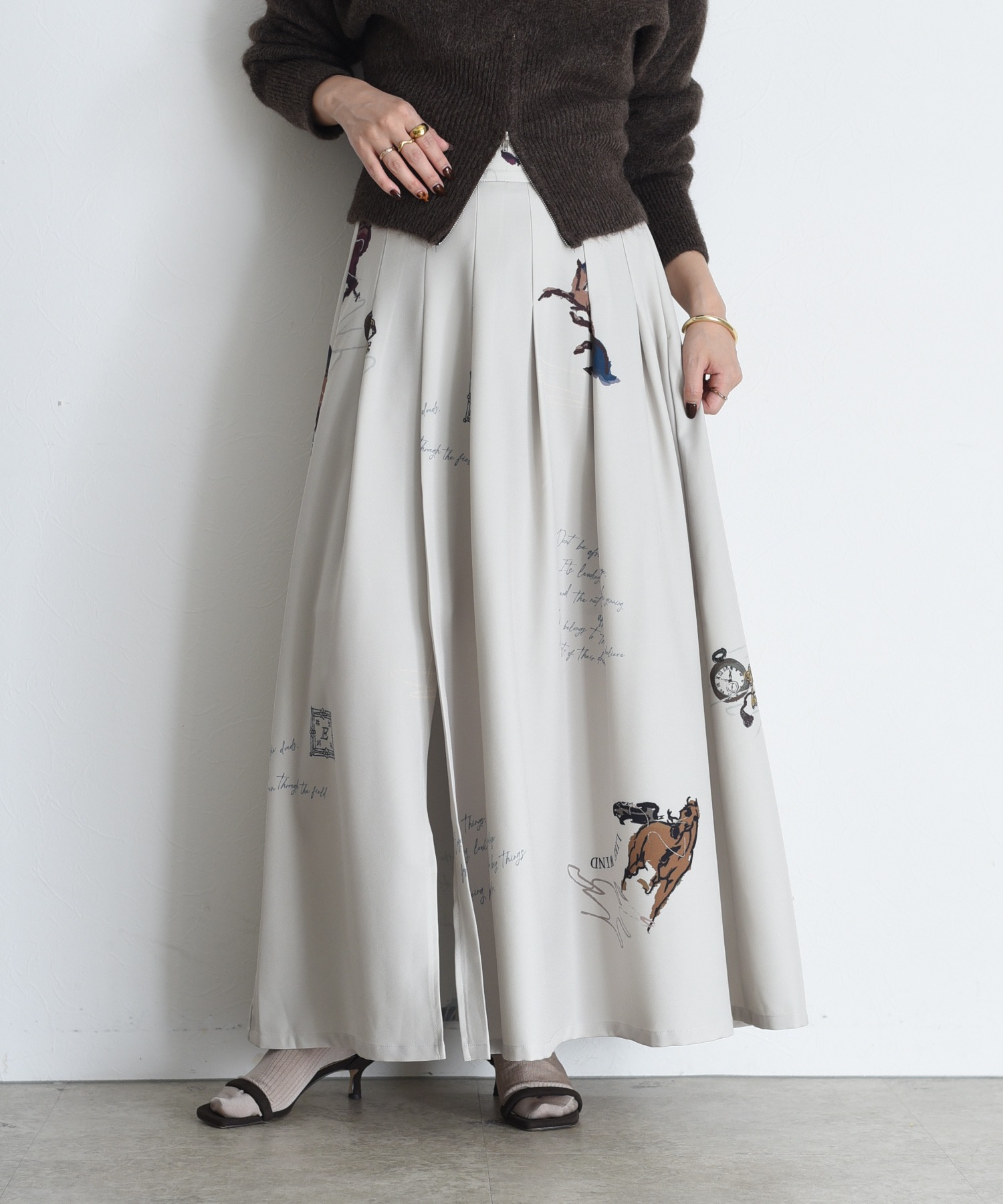 美品　エイミーロウ　スリットロゴチェックタックプリーツスカート Eimee Law（エイミーロウ）の「スリットロゴチェックタックプリーツ