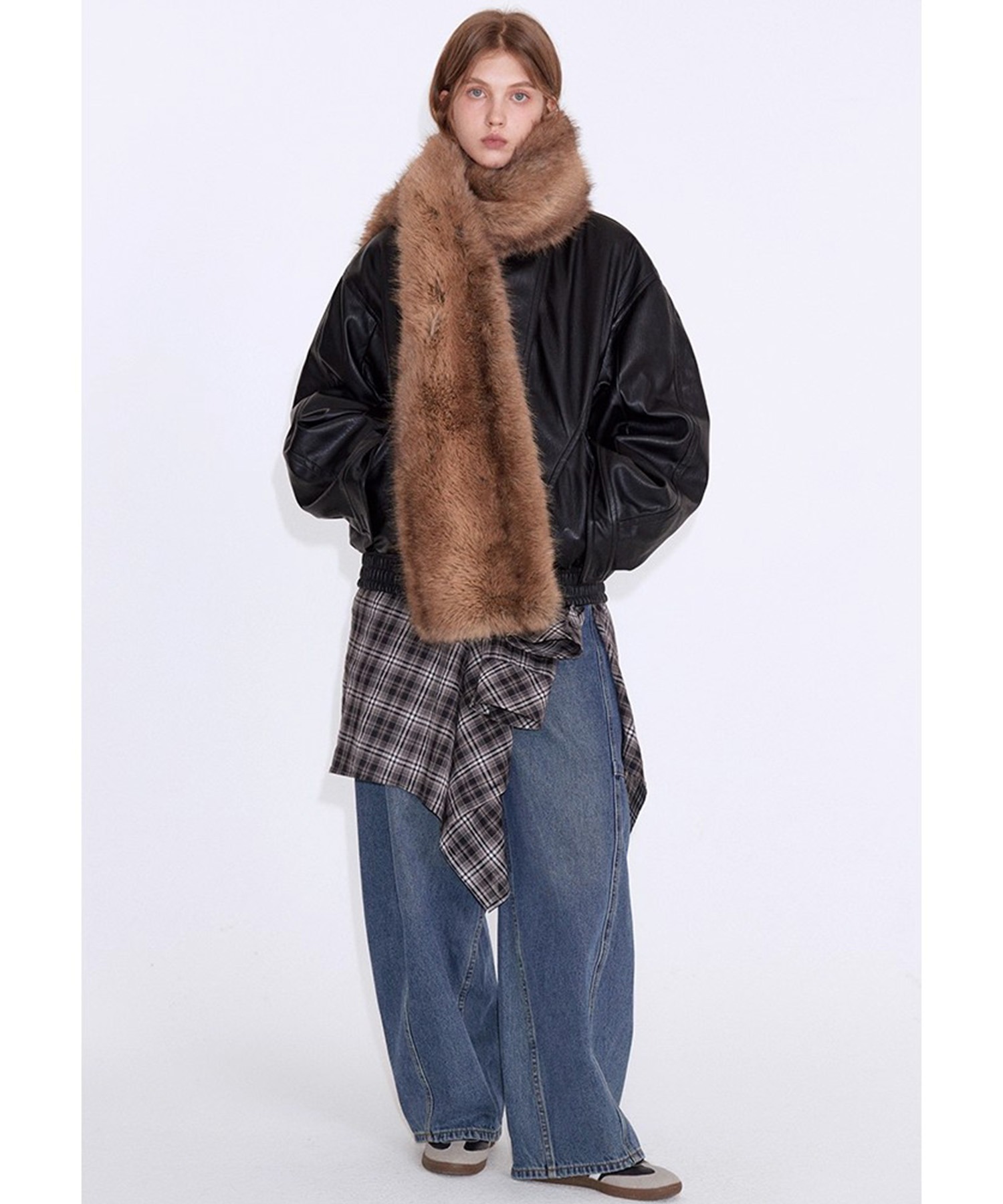 ペイズリー柄 フェイクファーマフラー FD25PS005【Fano Studios