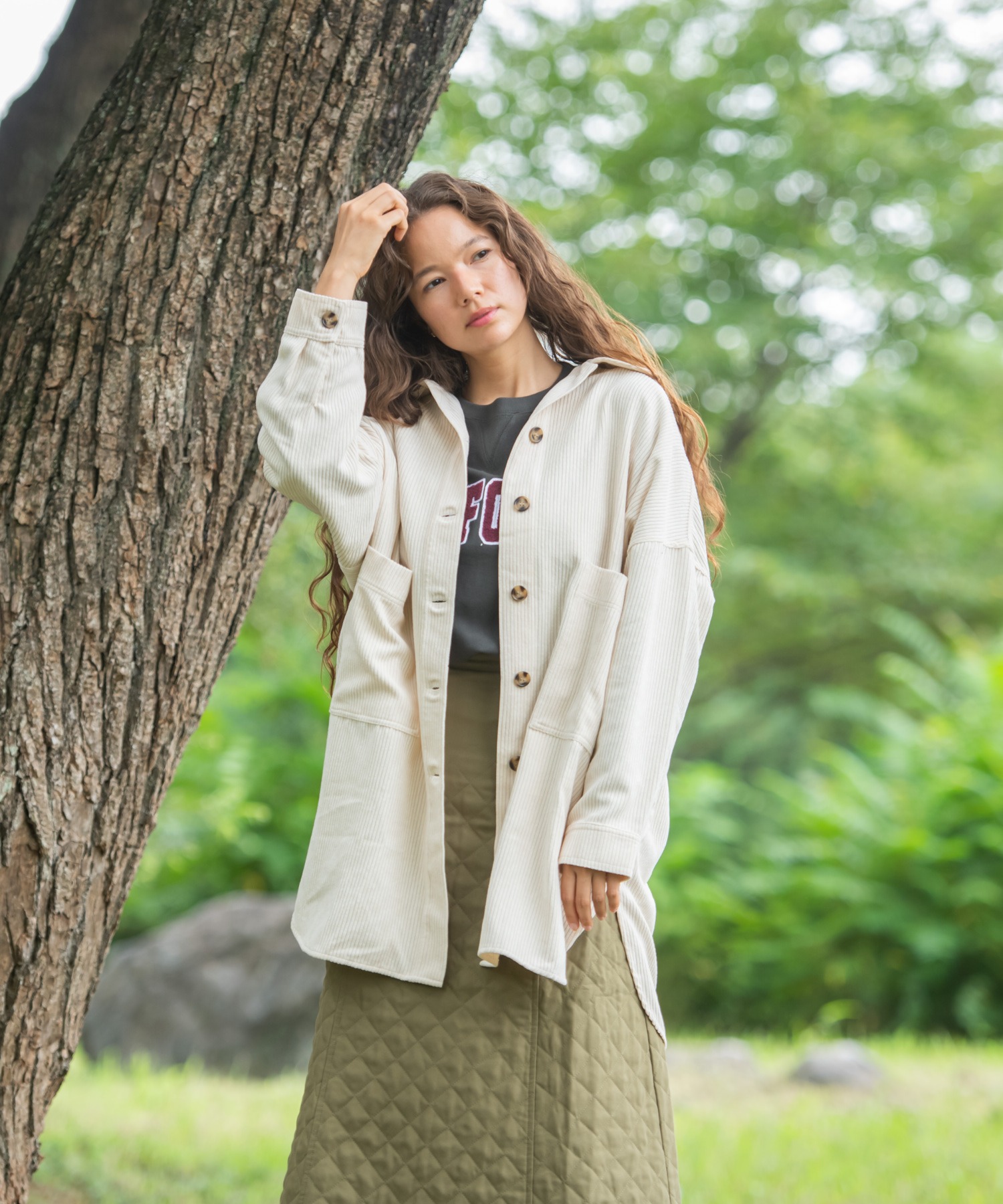 コーデュロイシャツジャケット CPOジャケット ロング丈 OUTDOOR 