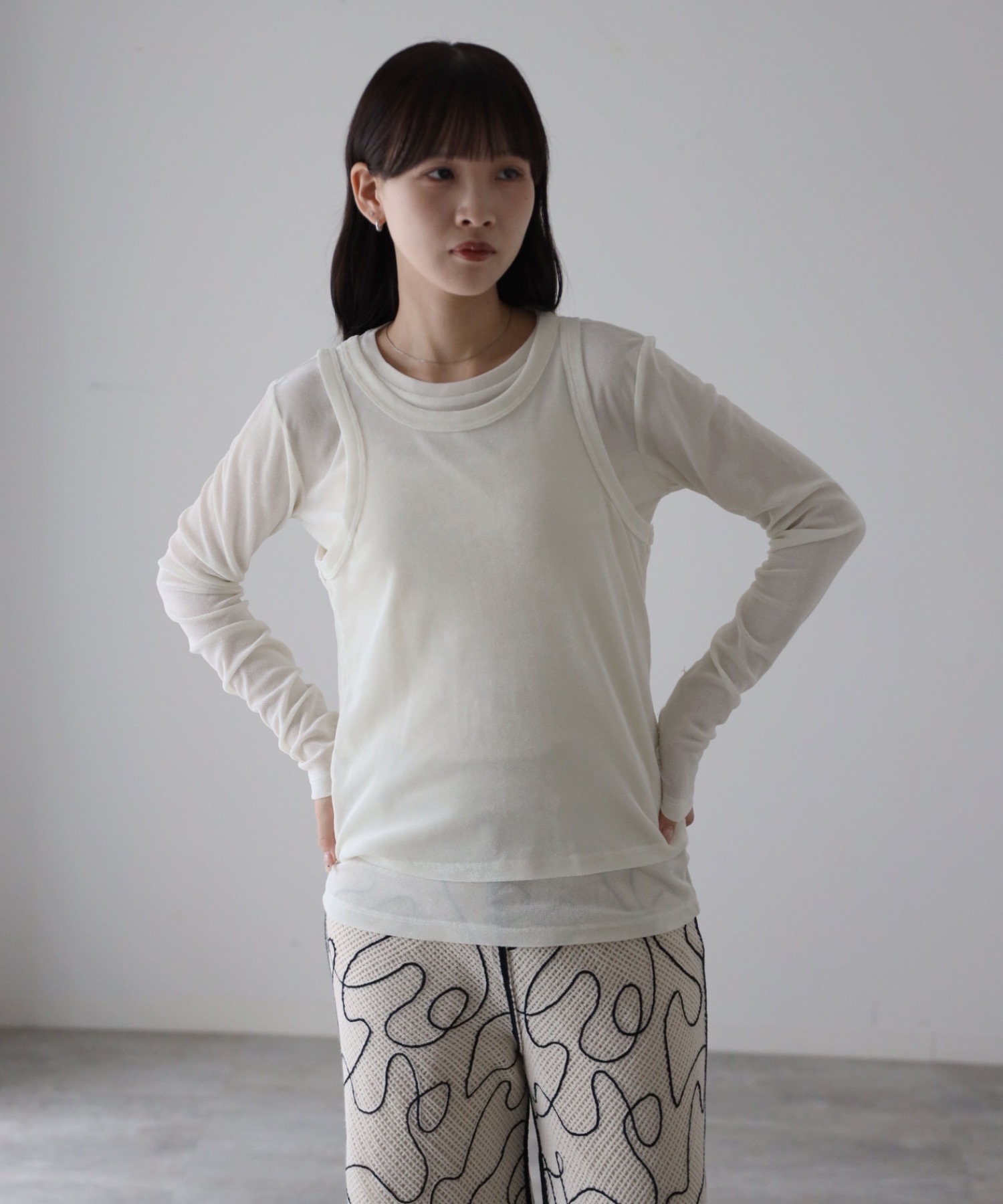 model：164cm. 着用サイズ：FREE