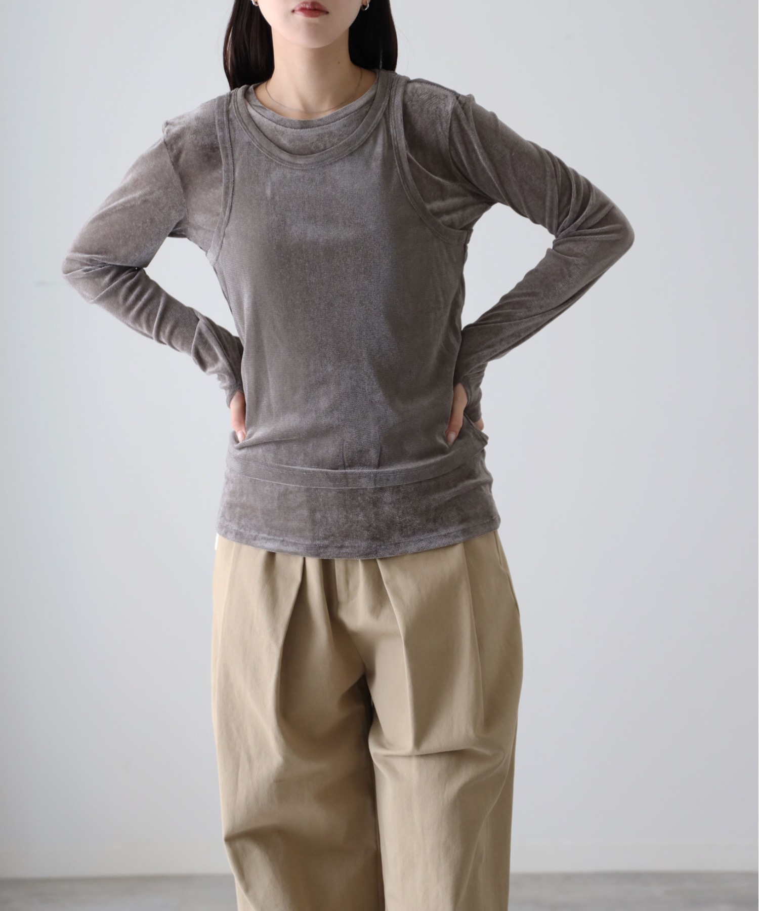 model：164cm. 着用サイズ：FREE