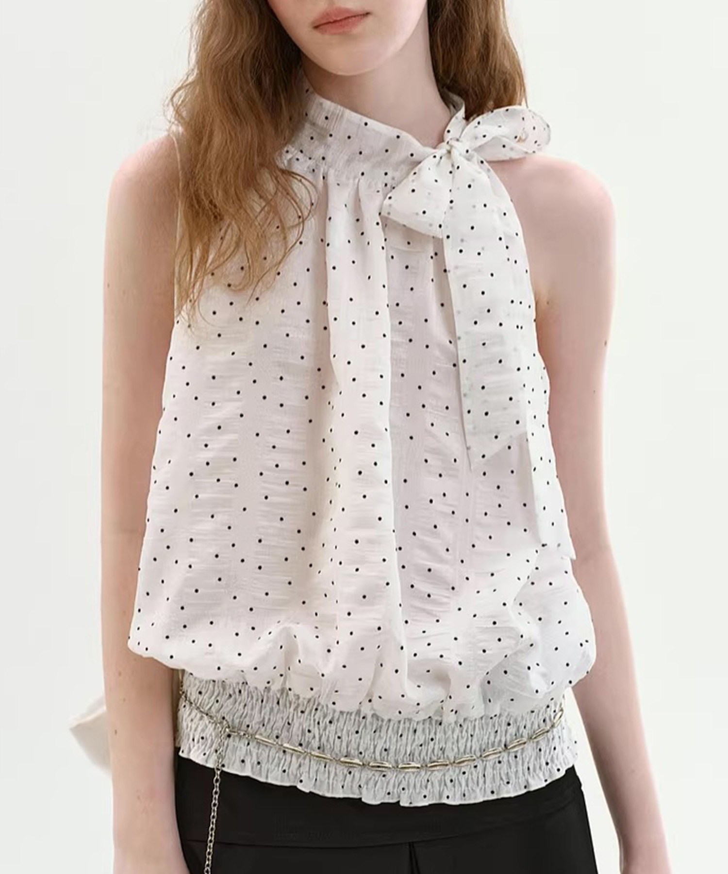 ☆ef-de エフデ☆ドット柄シフォンノースリーブブラウス/9号/新品・未使用♪ ☆ef-de エフデ☆ドット柄シフォンノースリーブブラウス/9号/新品・未