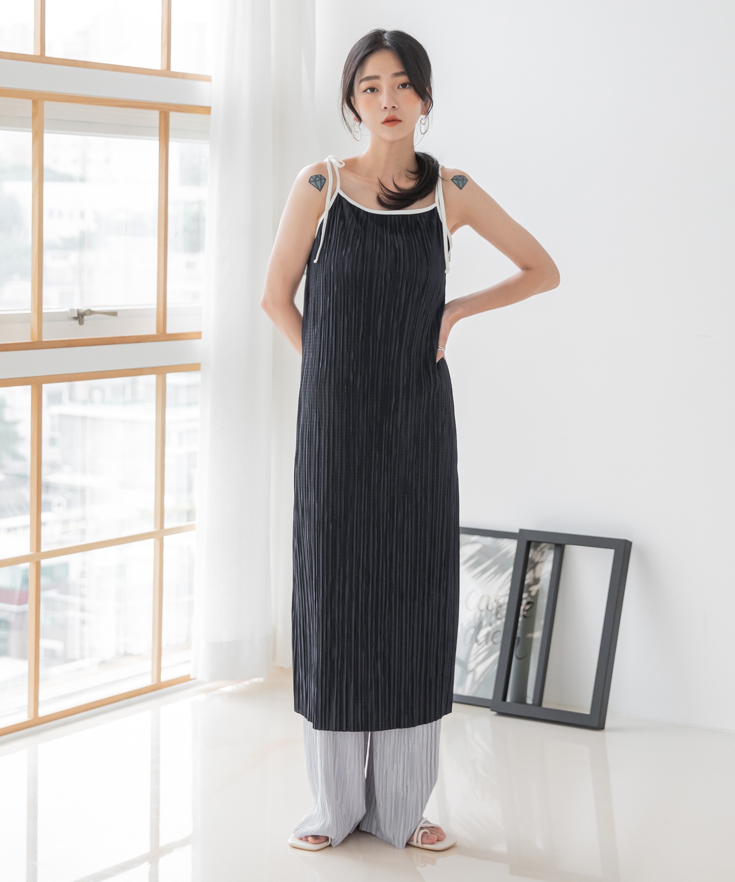 プリーツリボンキャミワンピース Freshbaazaar Com