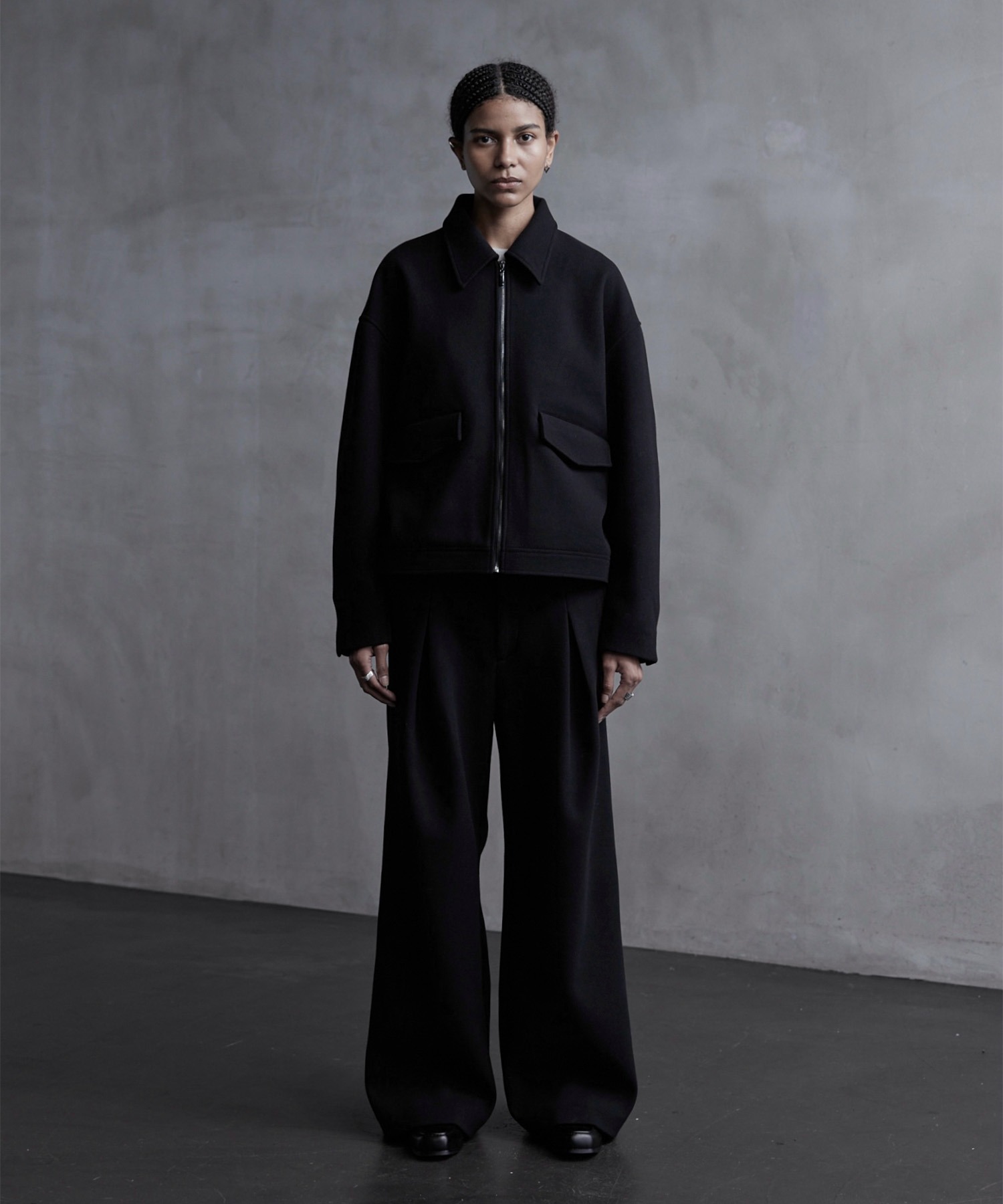 CALLNE】Knit Melton Fleece Zip Blouson / ニットメルトン