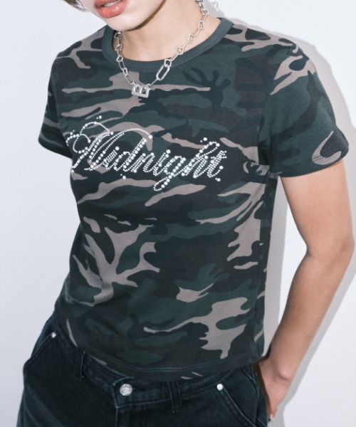 tシャツ A'GEM/9 × .kom 「MIDNIGHT MOVE/ミッドナイトムーブ」 CAMO T-SHIRT/カモ半袖Tシャツ レディース A'GEM/9 × .kom 『MIDNIGHT MOVE/ミッドナイトムーブ』 CAMO T