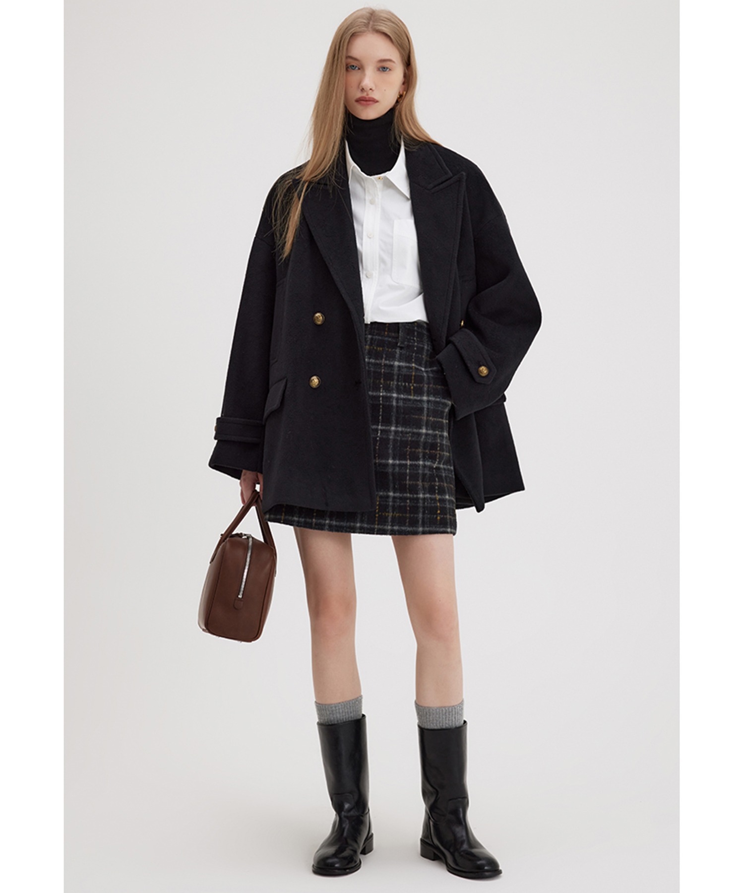 Fano Studiosダブルブレストウールハーフチェスターコート コート チェスターコート ダブルブレストウールハーフチェスター