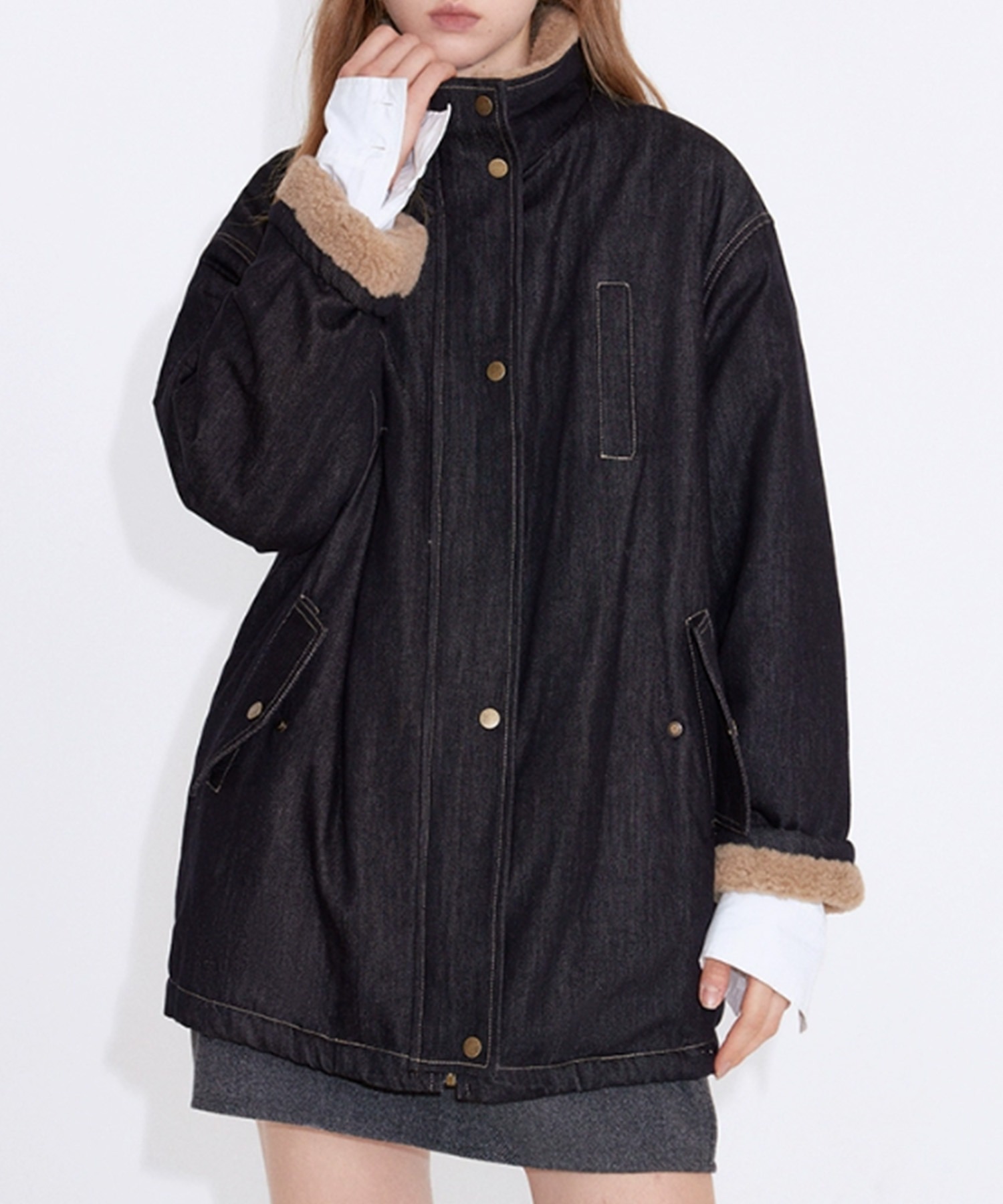 DIESEL  レディース　デニムボアジャケット ミドル丈 ボアデニムジャケット FD25M033【Fano Studios】【2025AW