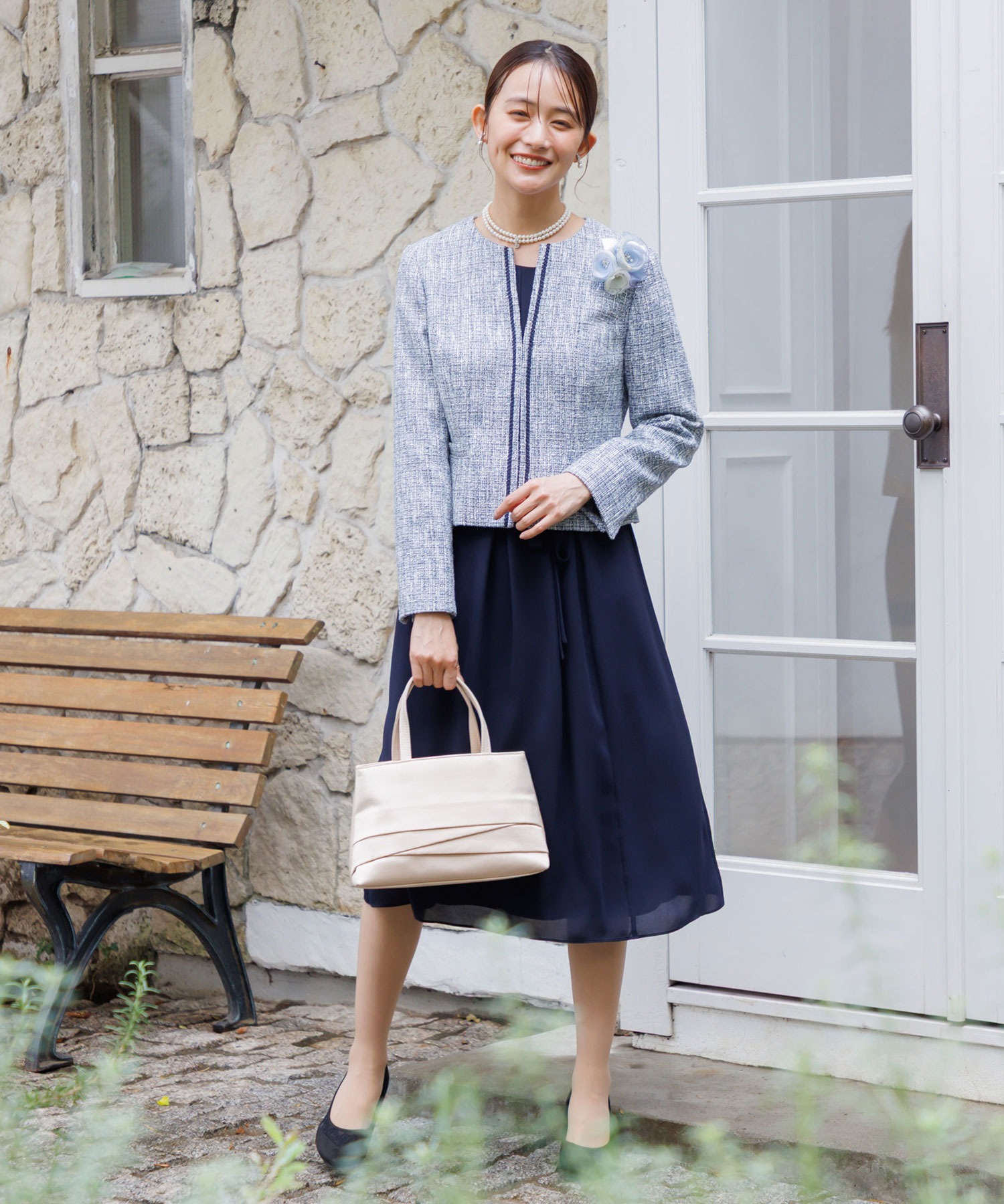 [単品][手洗いOK]8分袖セレモニーワンピース(セットアップ可）