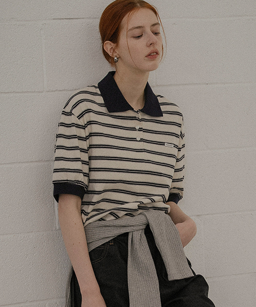 Multi stripe collar T-shirt — футболка с многоцветным воротником, цвет Ivory