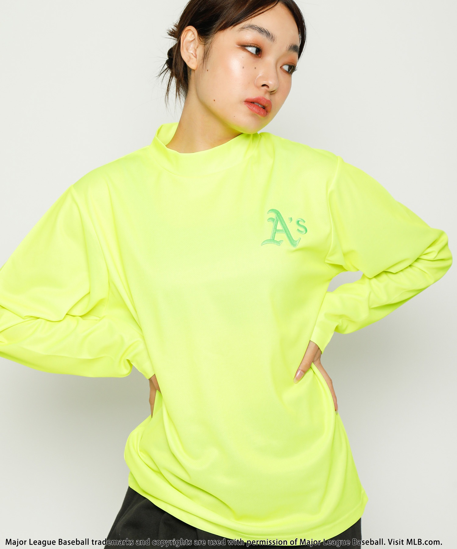 tシャツ 「MLB/Oakland Athletics」モックネック長袖Tシャツ レディース メンズ MLB/Oakland Athletics】モックネック長袖Tシャツ BACK TO THE