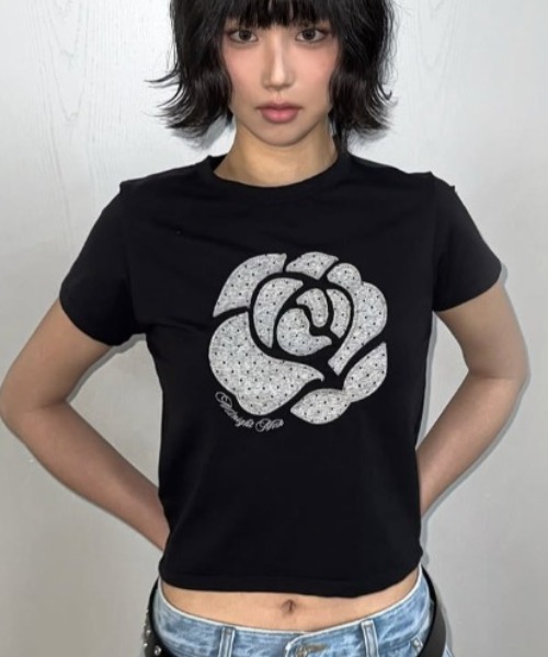 tシャツ A'GEM/9 × .kom 「MIDNIGHT MOVE/ミッドナイトムーブ」 DOT ROSE T-SHIRT/ドット ローズ半袖Tシャ A'GEM/9 × .kom 『MIDNIGHT MOVE/ミッドナイトムーブ』 DOT ROSE
