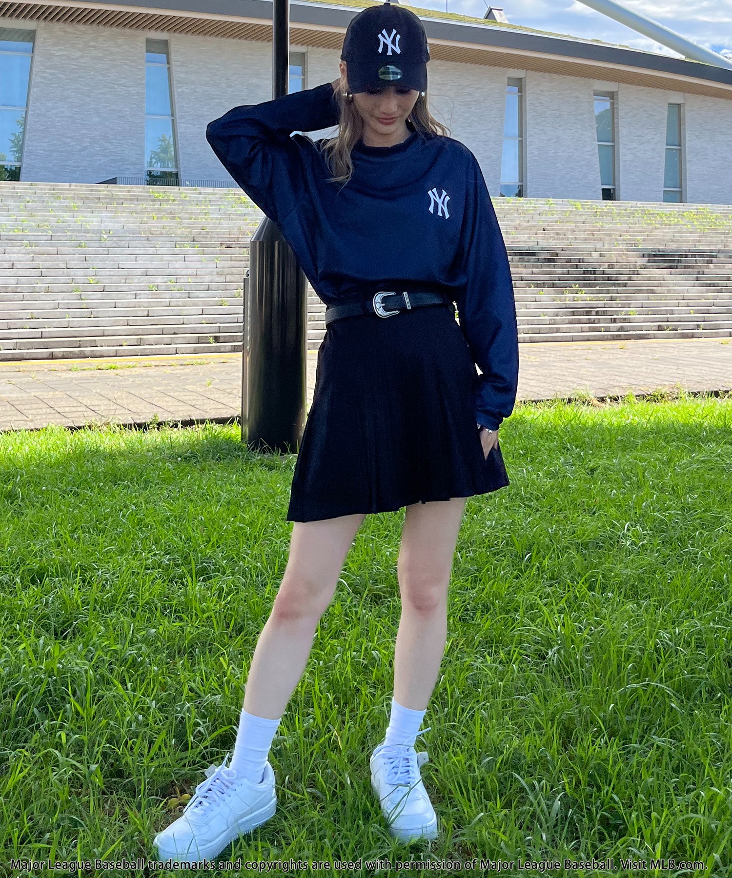tシャツ 「MLB/New York Yankees」モックネック長袖Tシャツ レディース メンズ MLB/New York Yankees】モックネック長袖Tシャツ BACK TO THE