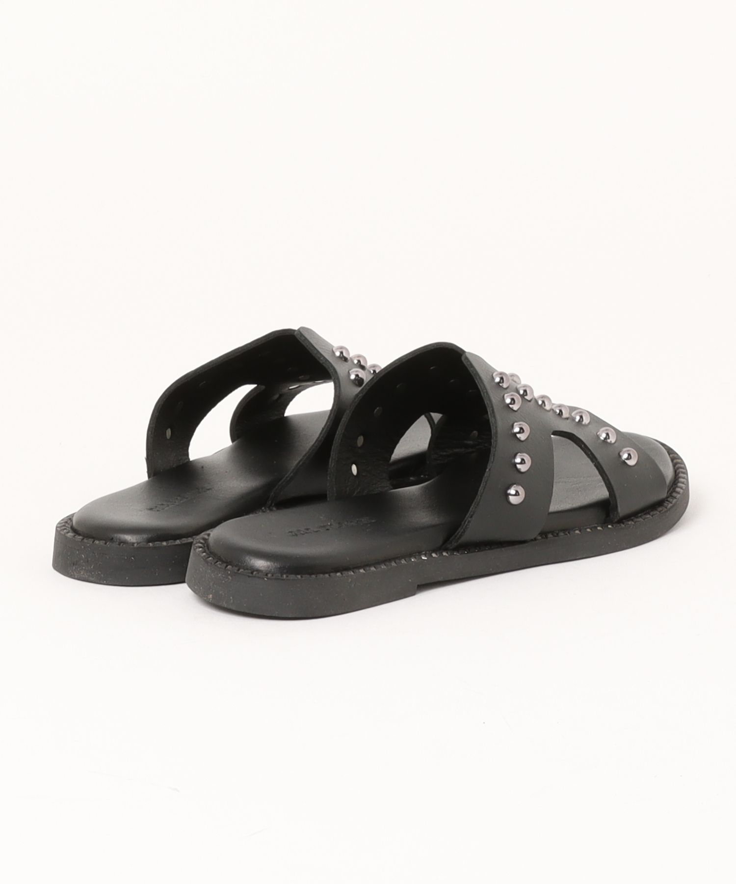 本革/フラット】スタッズデザイン サンダル ALL BLACK│Jeffrey
